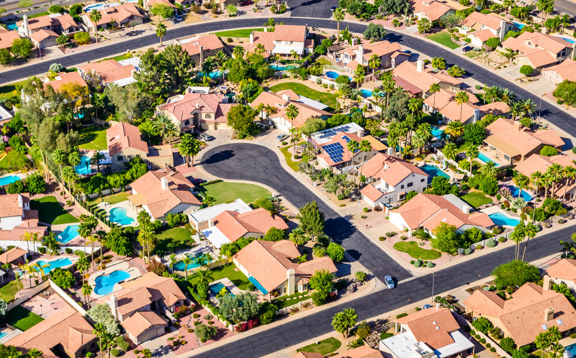 A residential neighborhood in Scottsdale, Arizona