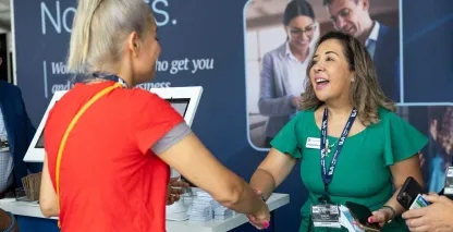 Small business bankers meeting with small business owners