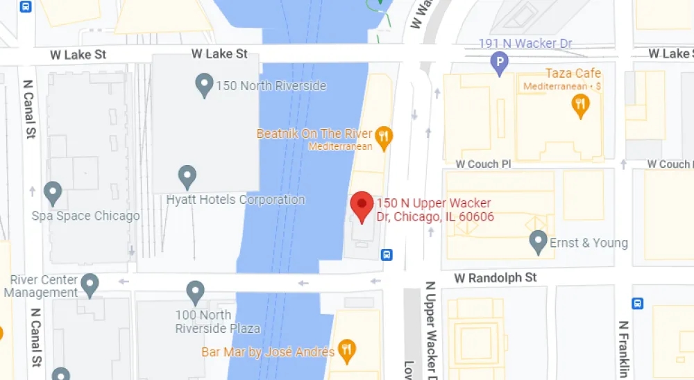 Map showing location of theBlue Harven  Bank Limited Service Branch in Chicago.