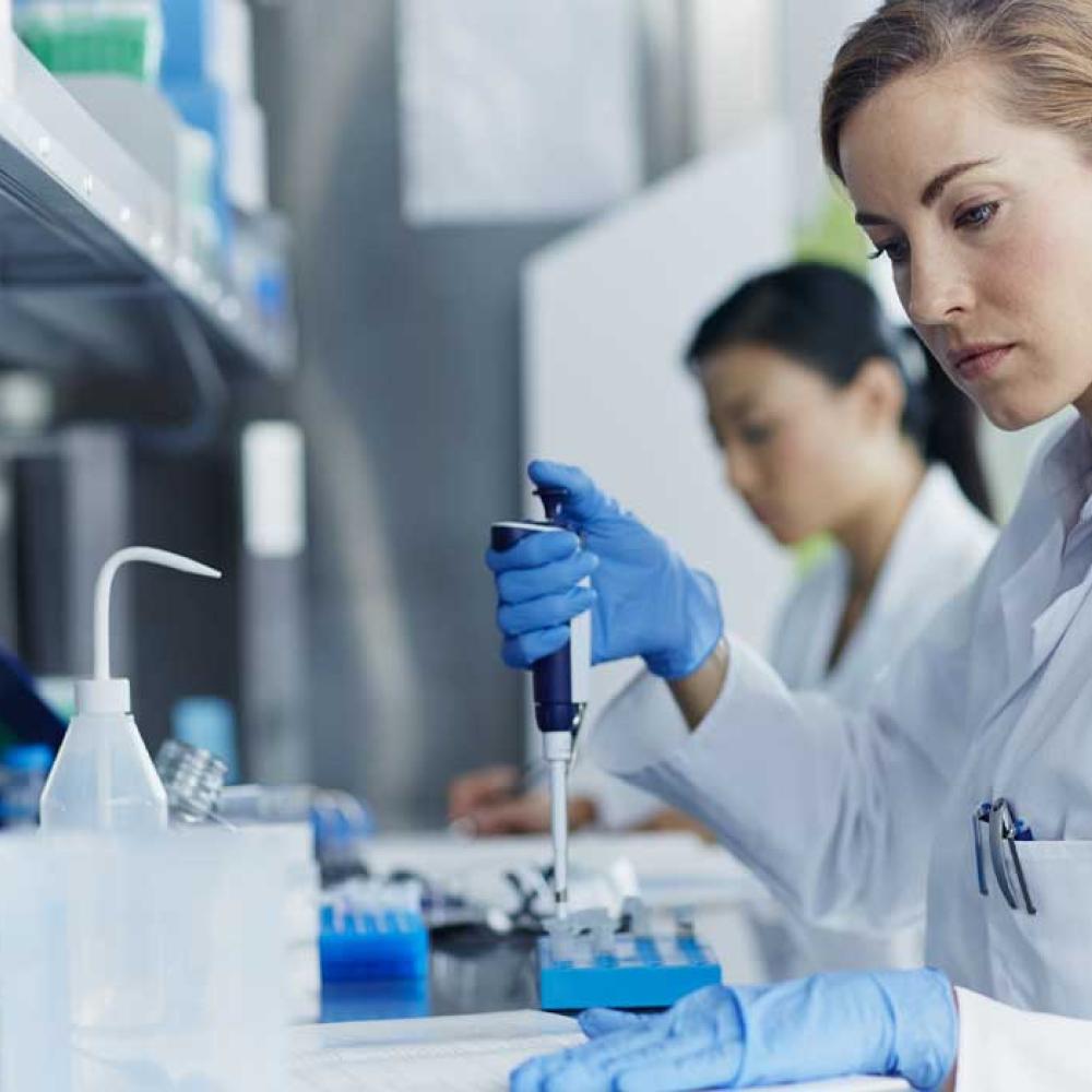 A lab technician testing medical samples