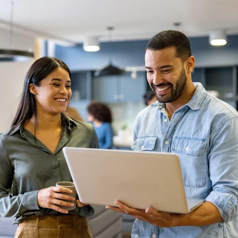 Two colleagues developing their business plan